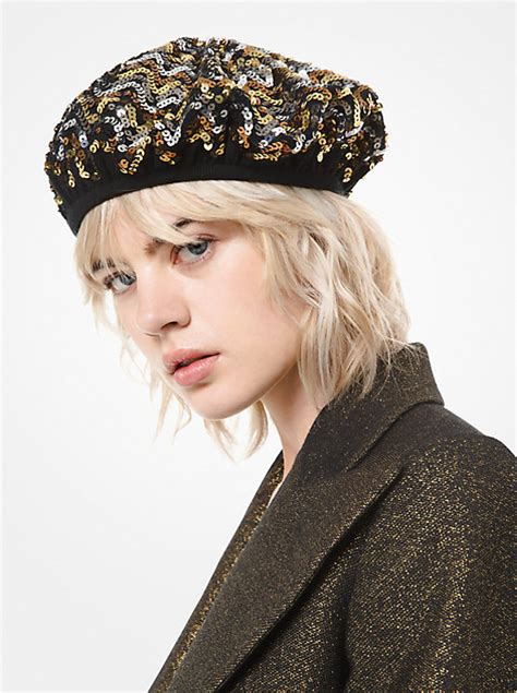 Sequined Merino Wool Beret 